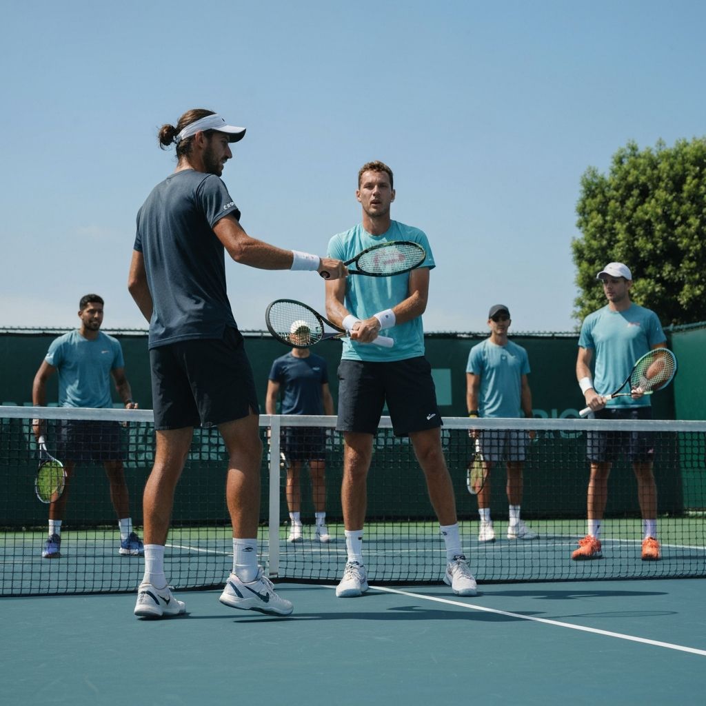 Junior group tennis training session